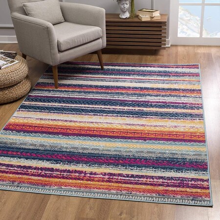 Palacedesigns 2 x 5 ft. Irregular Striped Rectangle Rug Multicolor PA3090779